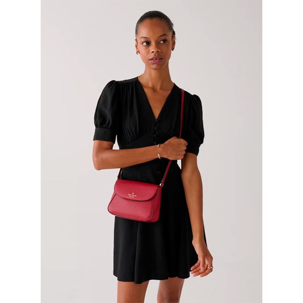 S Kate Spade Monica Small Flap Crossbody Bag Red Leather Purse KF364 NWT $259 - Picture 2 of 6